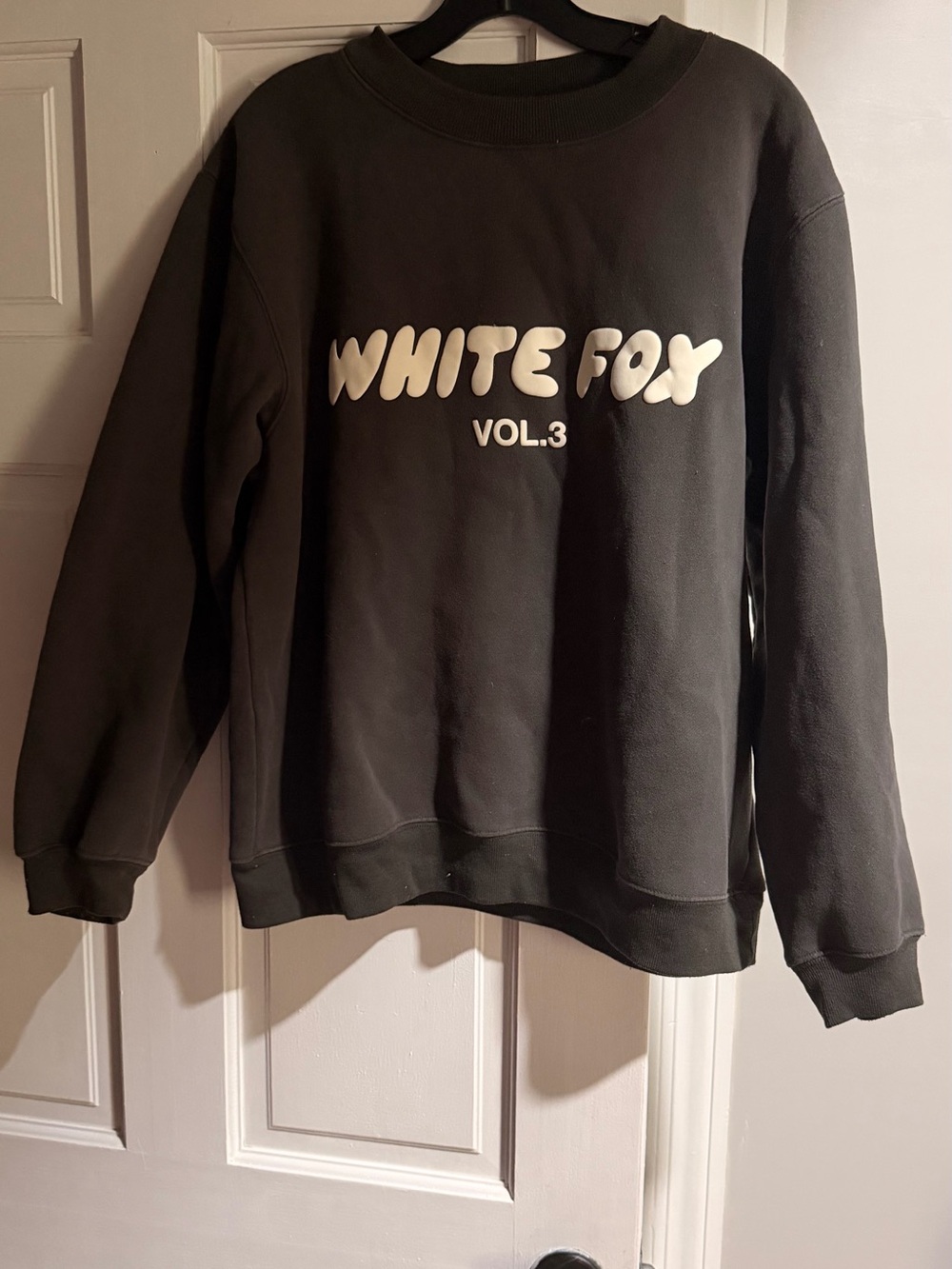 White Fox Boutique Charcoal Crewneck Sweatshirt with White Logo